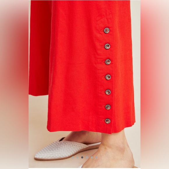Anthropologie Bright Red Wide-Leg Pants 12 - Picture 6 of 10